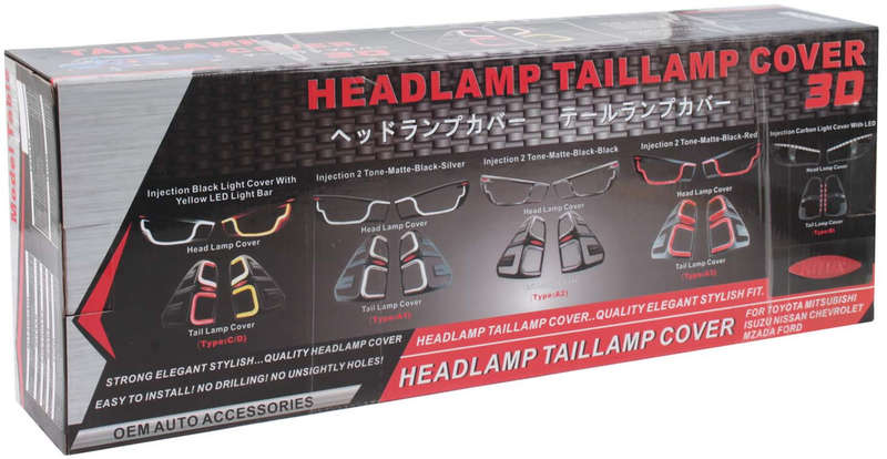 Ford Ranger (2015 Onward) Tail Lamp and Head Lamp Cover Set - Red Edging