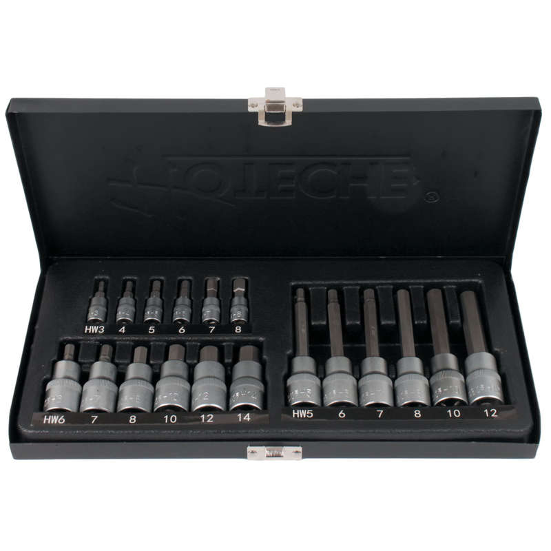 Hex Bit Socket Set - 1/4 and 1/2 Inch Drive - 18 Pieces - Hoteche