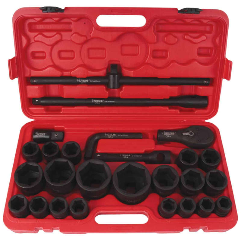 Socket Set - 3/4 and 1 Inch Drive - 26 Pieces - Hoteche