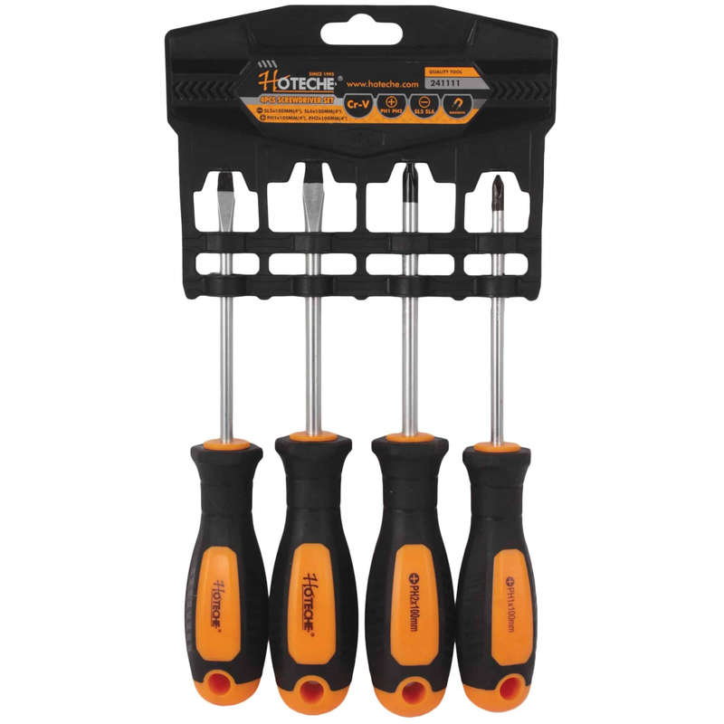 4 Piece Screwdriver Set - Phillips / Flat - Hoteche