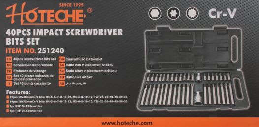 Hoteche Impact Screwdriver Bit Set - 40 Piece - Long and Short