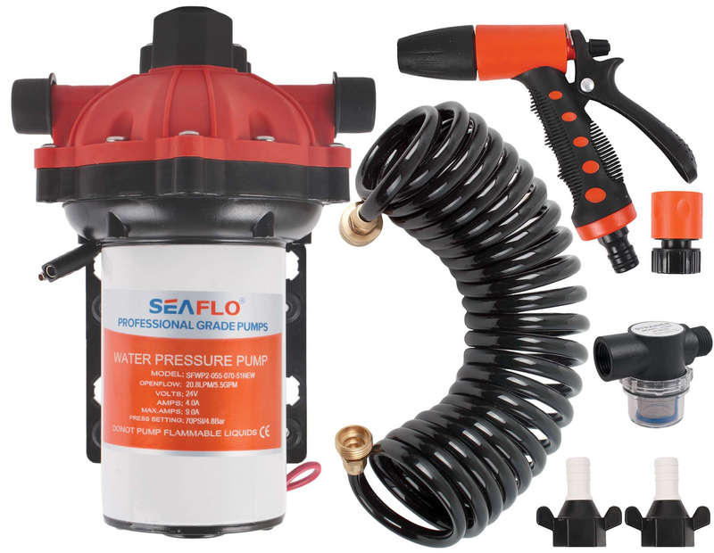 Seaflo Wash Pump Kit - 24V 20.8 LPM - 7 Piece
