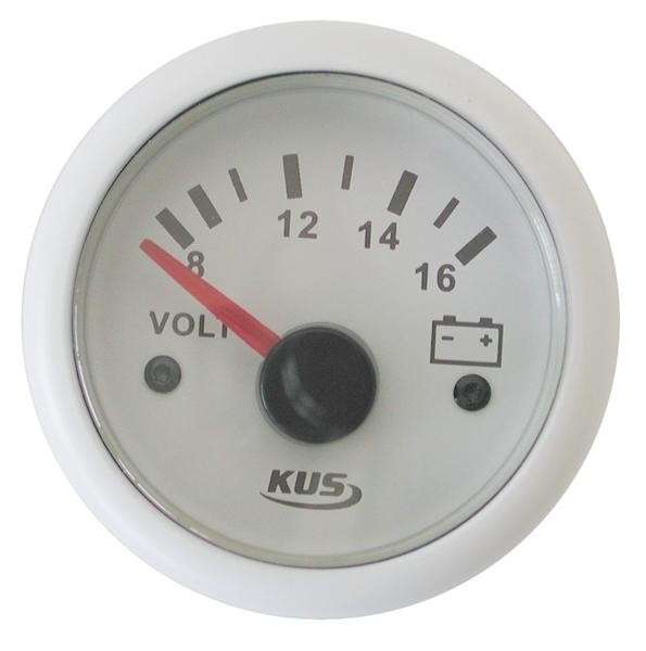 Volt Gauge - 12V - 52mm - White