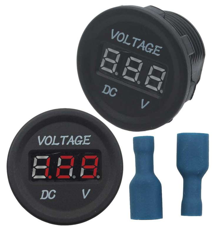 Voltage Gauge - 6-28V - Red Words