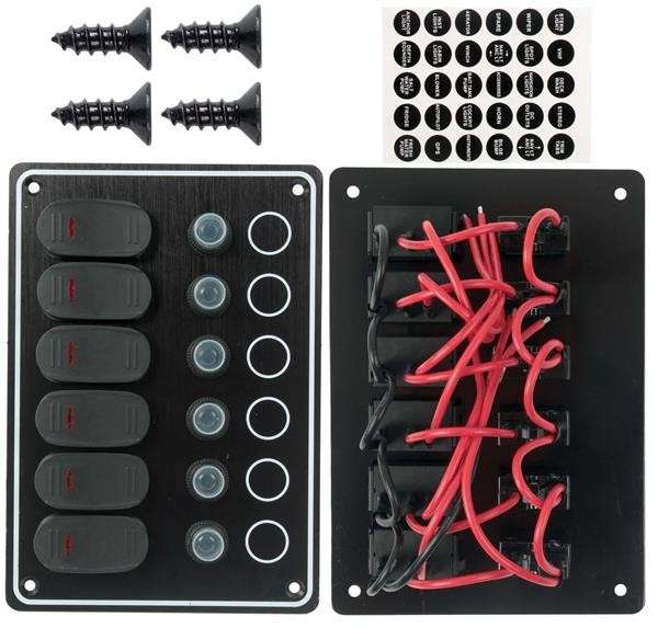 Switch Panel 6 Way 12V Waterproof IP65