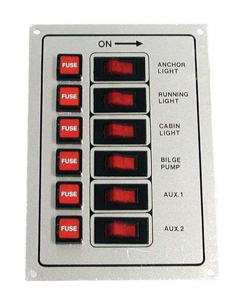 Switch Panel - 6 Switch with Fuse - Silver