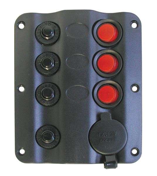 Switch Panel - 3 Switch LED with Circuit Breaker + Cigarette Lighter