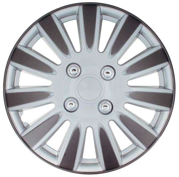 15" Silver / Charcoal Wheel Cover Set