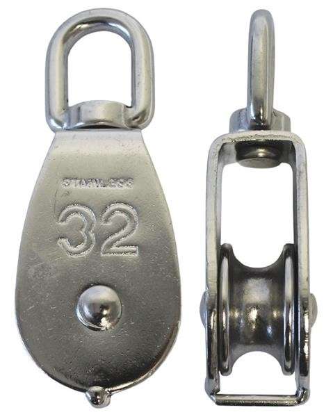 Single Pulley - Stainless Steel - 32mm Wheel
