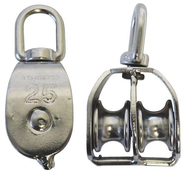 Double Pulley - Stainless Steel - 25mm Wheel