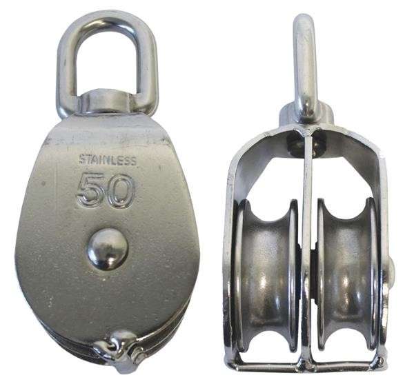 Double Pulley - Stainless Steel - 50mm Wheel