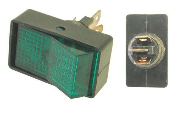 Rocker Switch - Green - Flash Mount