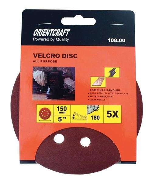 Sanding Disc (Velcro) 150mm  Grit 180 5Pc
