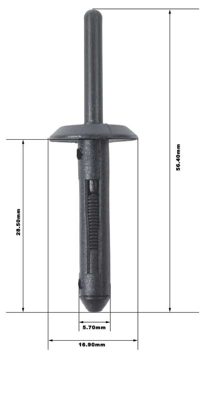 Panel Clips - Rivet Type - 29 x 16 x 6mm