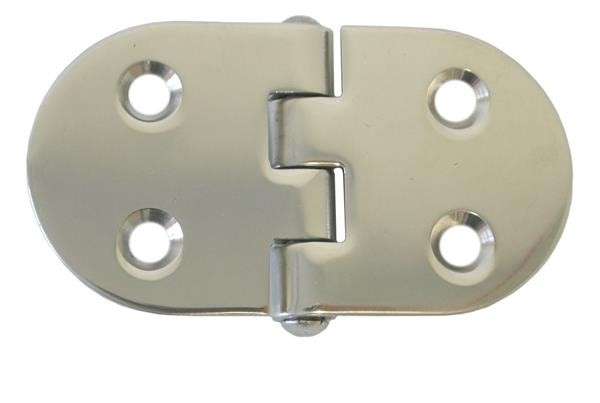 Round Side Hinge - 74mm x 40mm - 316 Stainless Steel - Flush Mount