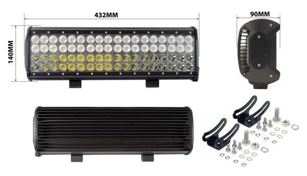 LED Spot Lamp Bar - 4 Row - 216 Watt - 440mm x 73mm x 107mm
