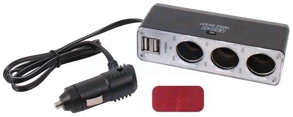 Cigarette Lighter Socket Extender with USB Ports