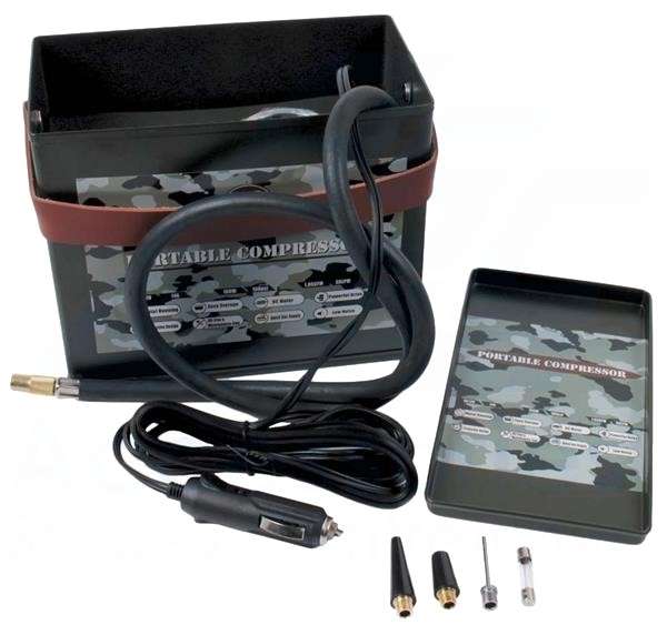 Mini Air Compressor & Tyre Inflator in Ammo Box - 12 Volt
