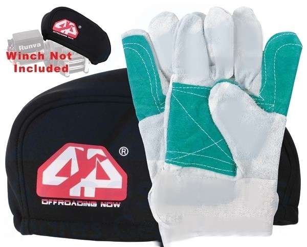 Winch Cable Cover with Leather Gloves - Small
