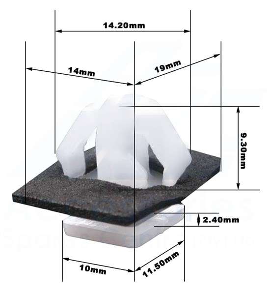 Panle Clip - 10mm x 12mm - Square Top - Hyundai