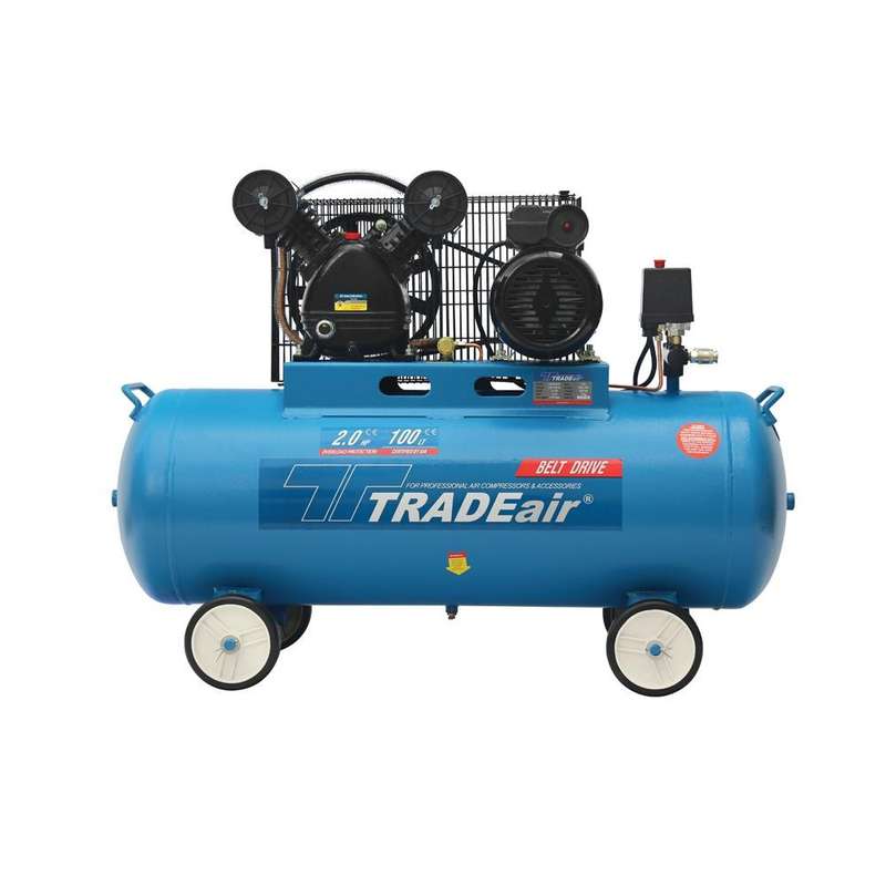 TradeAir Air Compressor / Lubricated / Cast Iron / V Head / 100L / 1.5KW / 2 HP