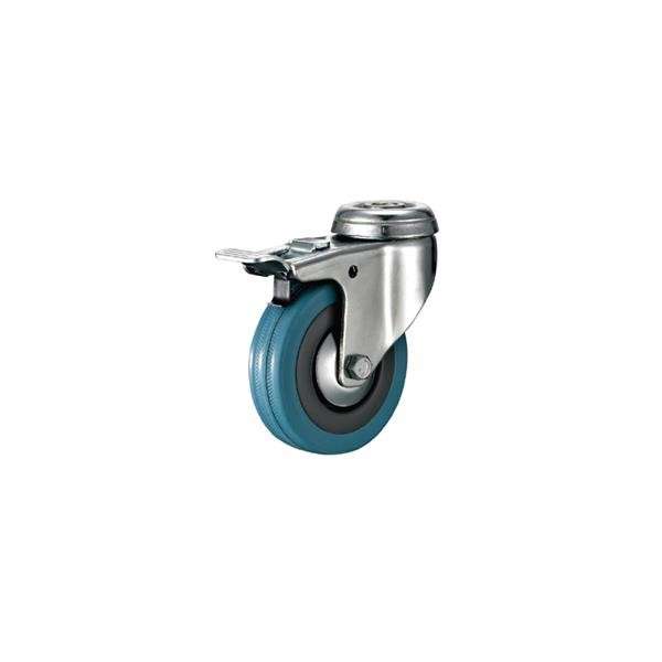 Rubber Castor - 75mm - Bolt Hole / Swivel with Brake