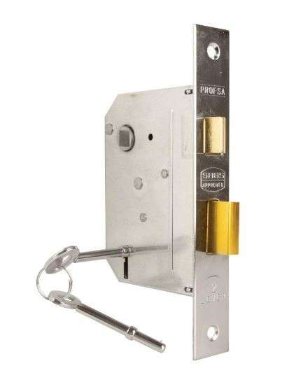 Mortice Lock Body Only - 2 Lever - SABS - Chrome Plated