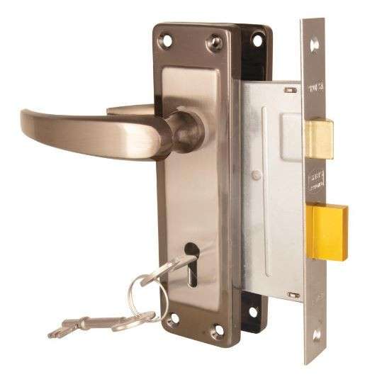 Steel Handle 2 Lever Lock Set - Ruby - Black Nickle