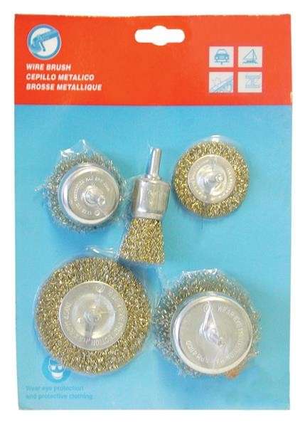 Wire Brush 5Pc Assorted with Shaft