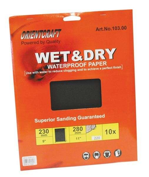 Water Paper  Grit 220(10)230X280mm Sheet