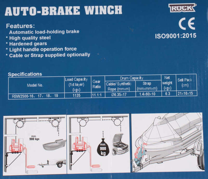 2500LB Hand Winch With Brake and Belt