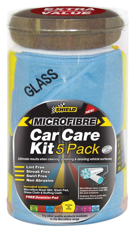 Shield Microfibre Cloth Car Care Kit - 5 Piece