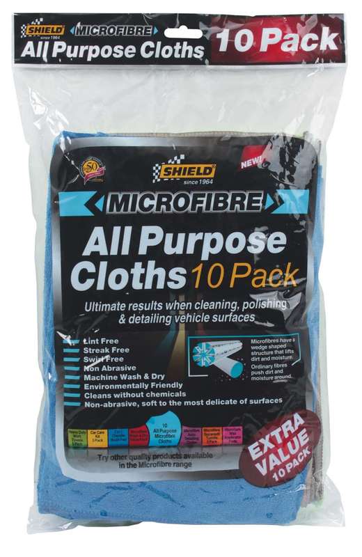 Shield Microfibre All Purpose Towels - 10 Pack