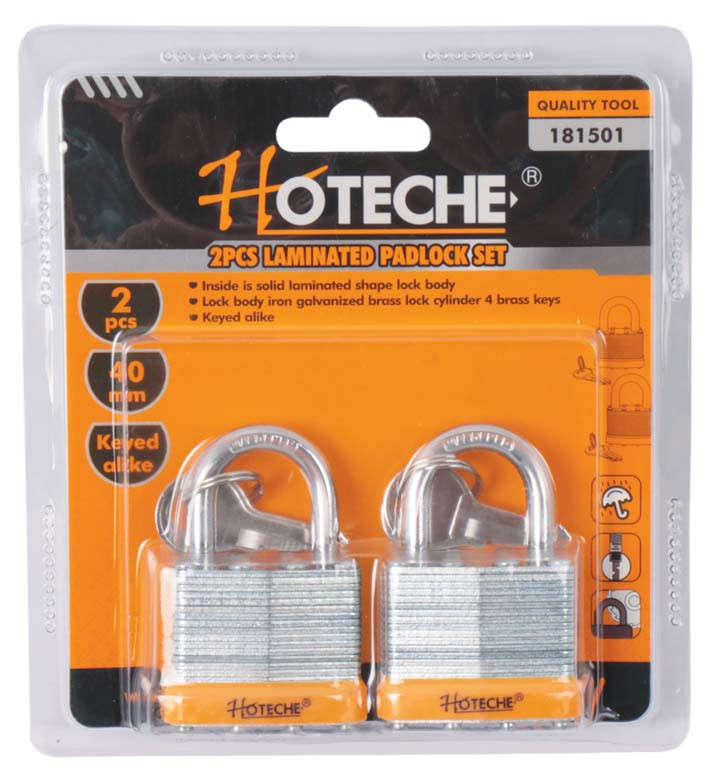 Laminated Pad Lock Set - 40mm - 2 Piece