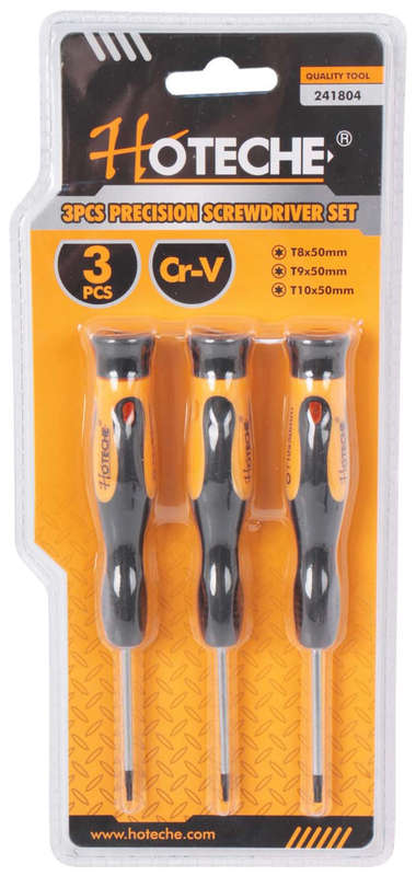 3 Piece Precision Torx Screwdriver Set T8/T9/T10 x 50mm