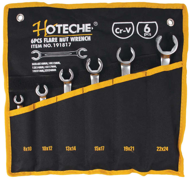 Flaring Nut Spanner Set - 6 Piece - 8 to 24mm