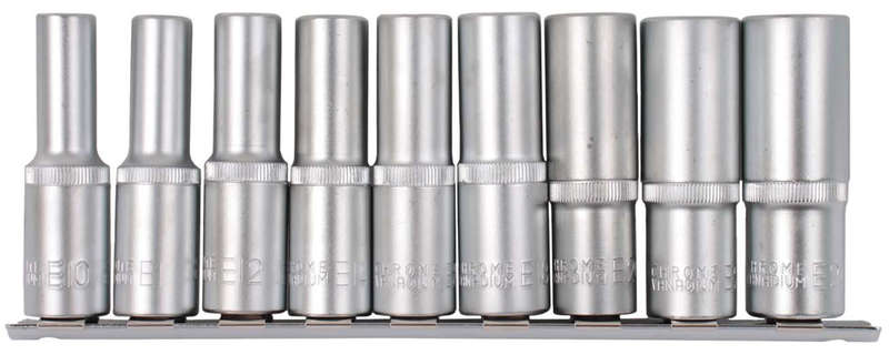 9 Piece E-Torx Tube Socket Set - 1/2 Inch Drive