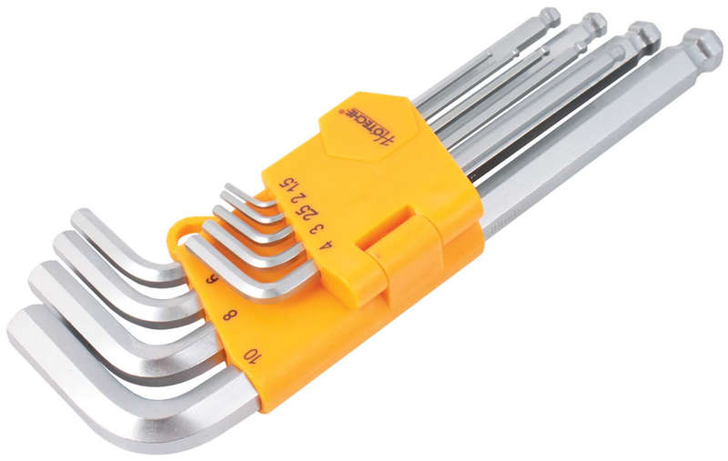 9 Piece Long Arm Allen (Hex) Key Set with Ball Ends