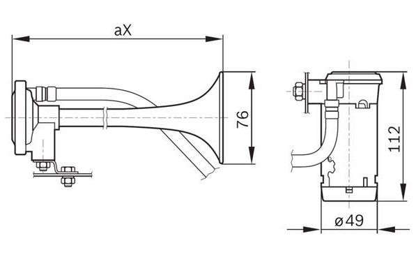 Bosch Compressor Trumpet Air Horn - 24 Volt