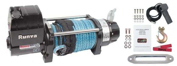 Runva 12 Volt - 9500lb (4309kg) Low Mounting with Synthetic Rope