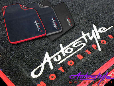 Autostyle Velour Black & Red Floor Mats