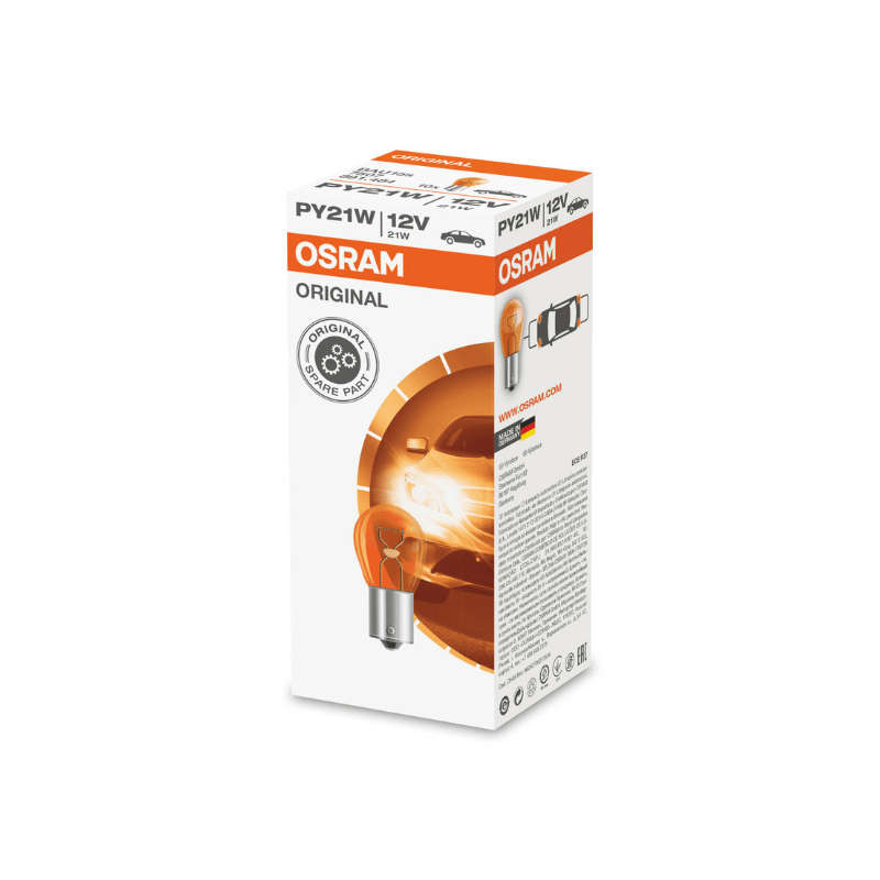 Car 12V 21W PY21W Yellow Bulb - Indicator, Brake &amp; Fog - OSRAM 7507