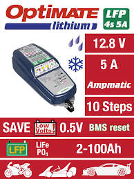 OptiMate 4s 5A TM-290 (10-Step 12.8V/ 13.2V 5A Lithium Battery Charger (2-100Ah), Maintainer & Recov