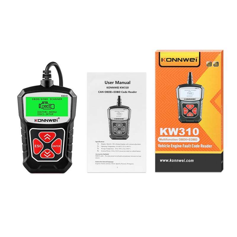 Konnwei KW310 Diagnostic Scan Tool (OBD2 Engine Codes & Live Data)