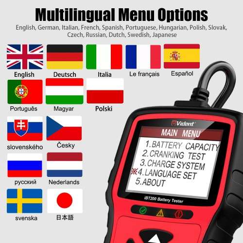 Vident iBT200 |  9V/12V/24V Car & Truck Battery Tester (100 to 2000CCA / VRLA, GEL, AGM, SLA)