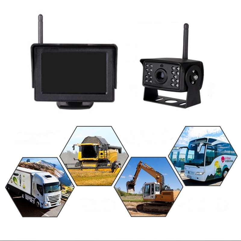 Wireless Backup Camera System with 4.3-Inch LCD Monitor and 200M Range for 12-24V Cars, Buses, an...