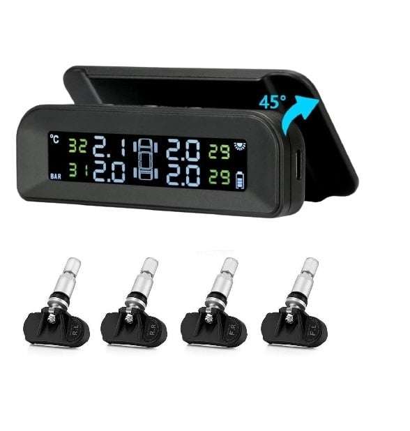 Wireless Car TPMS (Tyre Pressure Monitoring System) - Internal Sensors (Solar Powered & Windshiel...