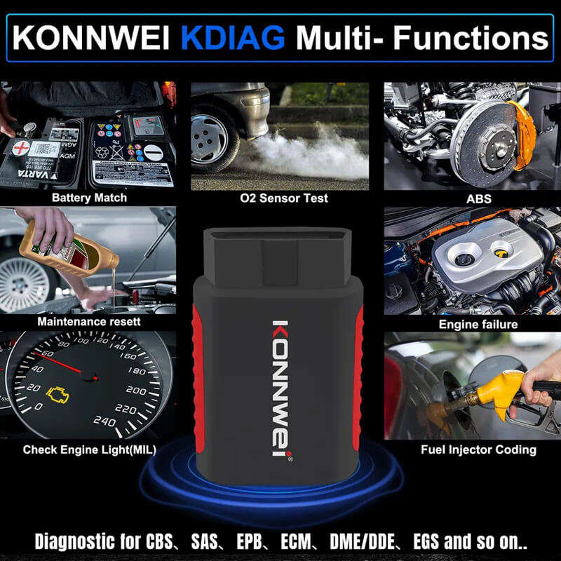 Konnwei KDIAG Bluetooth OBD2 Scanner Diagnostic Tool for iPhone & Android | Full System Diagnosis...