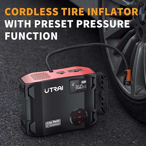 UTRAI JStar 5 Ultimate 4-in-1 Powerhouse  Jump Starter, Air Compressor, Power Bank, & LED Flas...