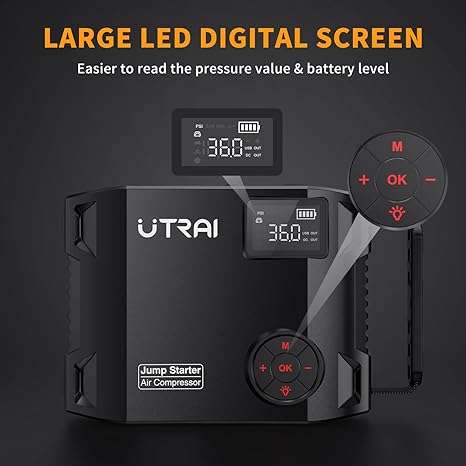 UTRAI JStar 5 Ultimate 4-in-1 Powerhouse  Jump Starter, Air Compressor, Power Bank, & LED Flas...